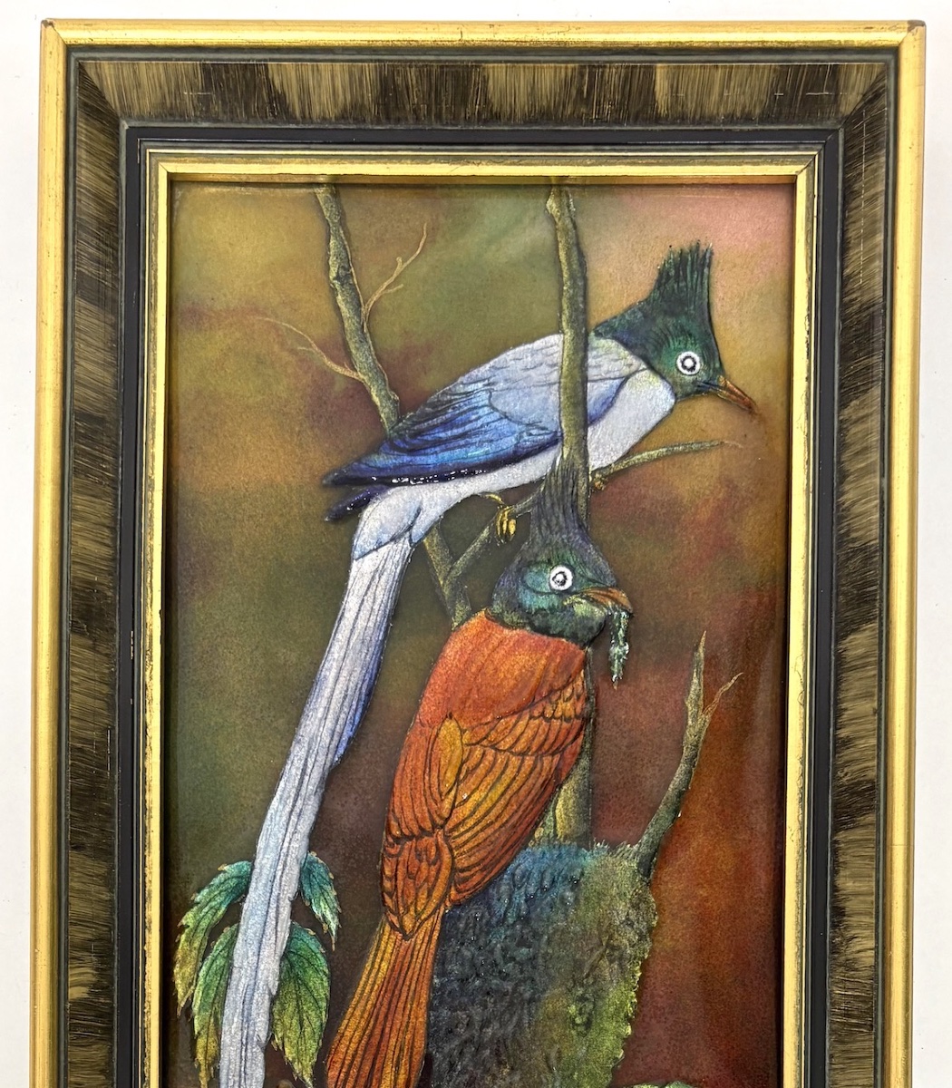 Enamel Plaque  Camille Fauré Birds  Limoges Enamels  France Ref1184-photo-1