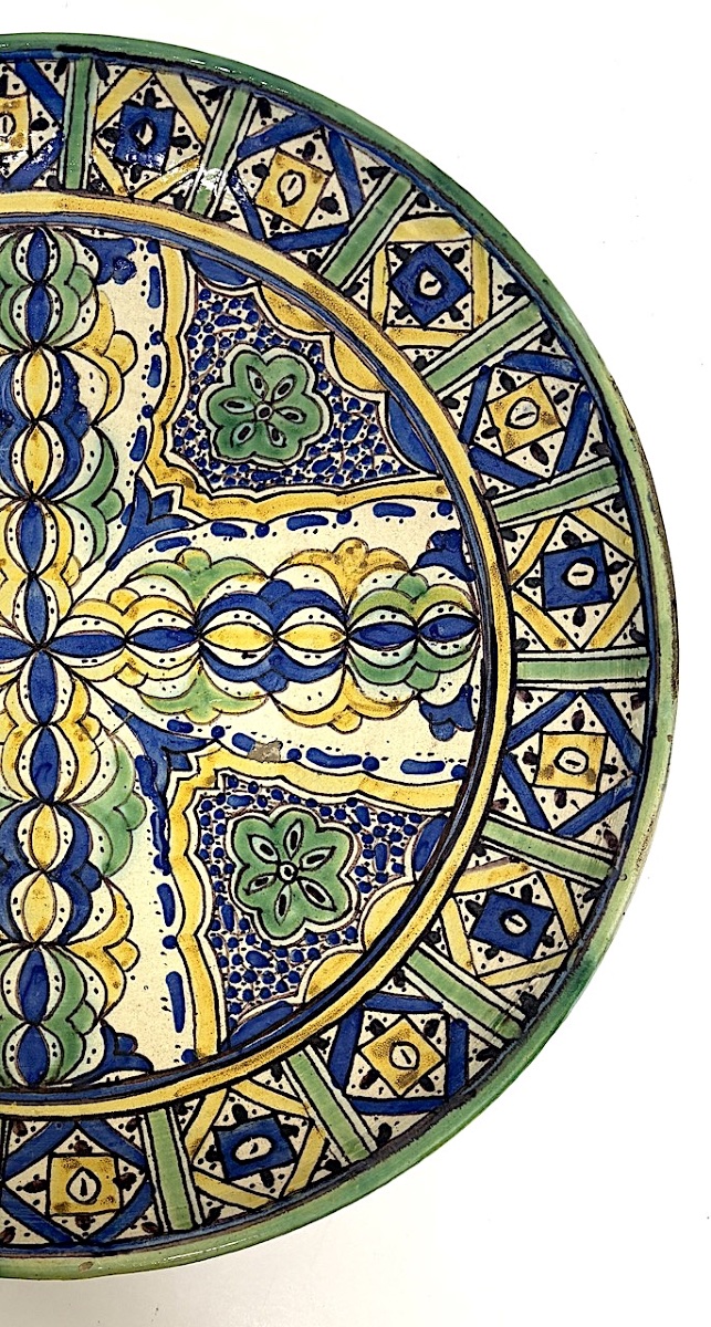 Céramique faïence  plat de fez Mokhfia Grande Coupe Maroc vers 1930 1940 ref1186 -photo-3