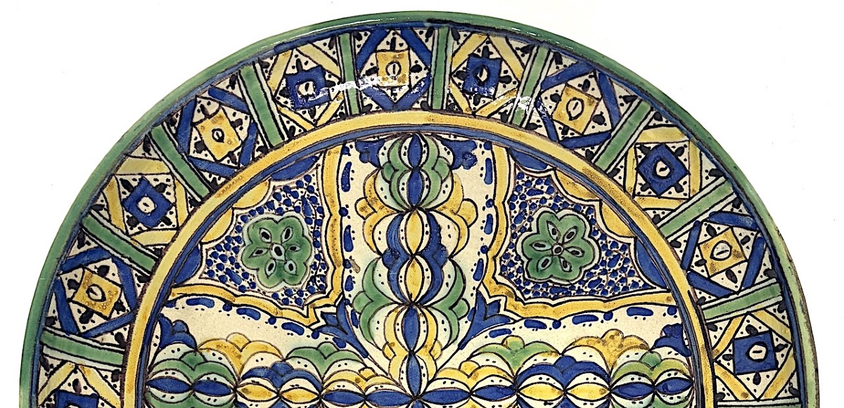Céramique faïence  plat de fez Mokhfia Grande Coupe Maroc vers 1930 1940 ref1186 -photo-4