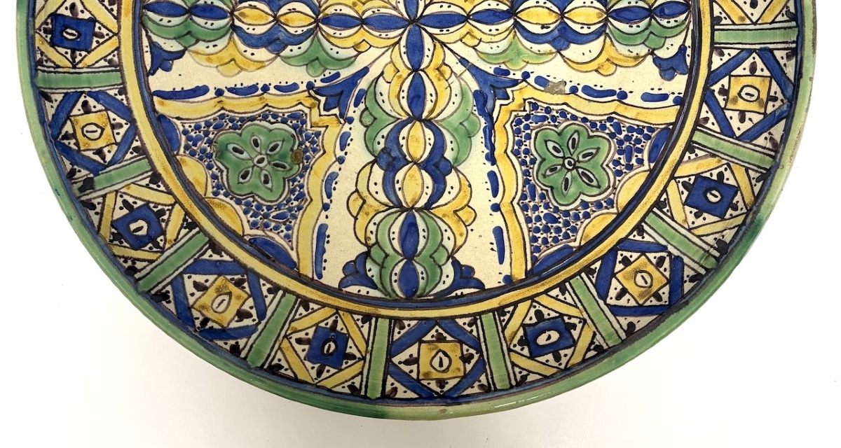 Céramique faïence  plat de fez Mokhfia Grande Coupe Maroc vers 1930 1940 ref1186 -photo-5