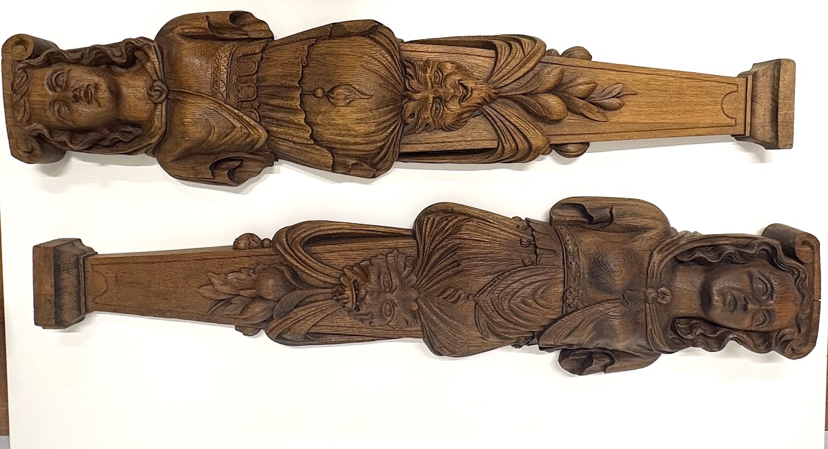 Cariatide Termes Bois Sculpté style Renaissance 1880 Ref1188 Paire de ter-photo-4