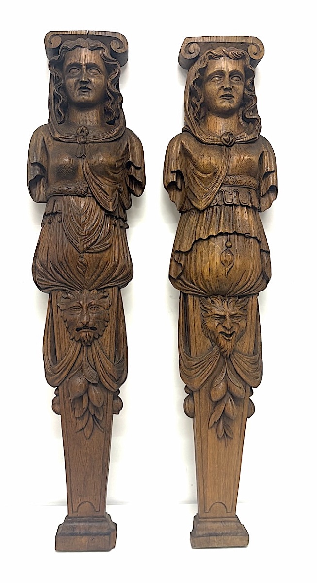Cariatide Termes Bois Sculpté style Renaissance 1880 Ref1188 Paire de ter-photo-7