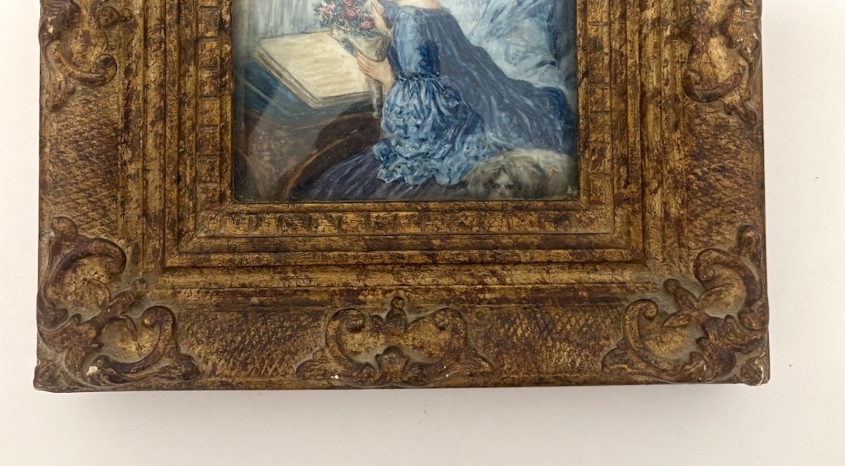 Early 20th-century Miniature Based On Fragonard's *la Lettre*; High-quality Frame; Ref. 1192-photo-4
