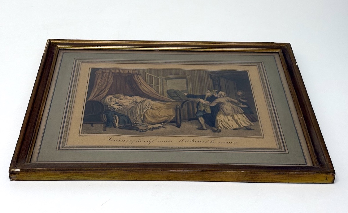 Deux Gravures polichrome  Erotique sc&egrave;ne de genre  Nu Borel Ancelin   Refm1179-photo-3