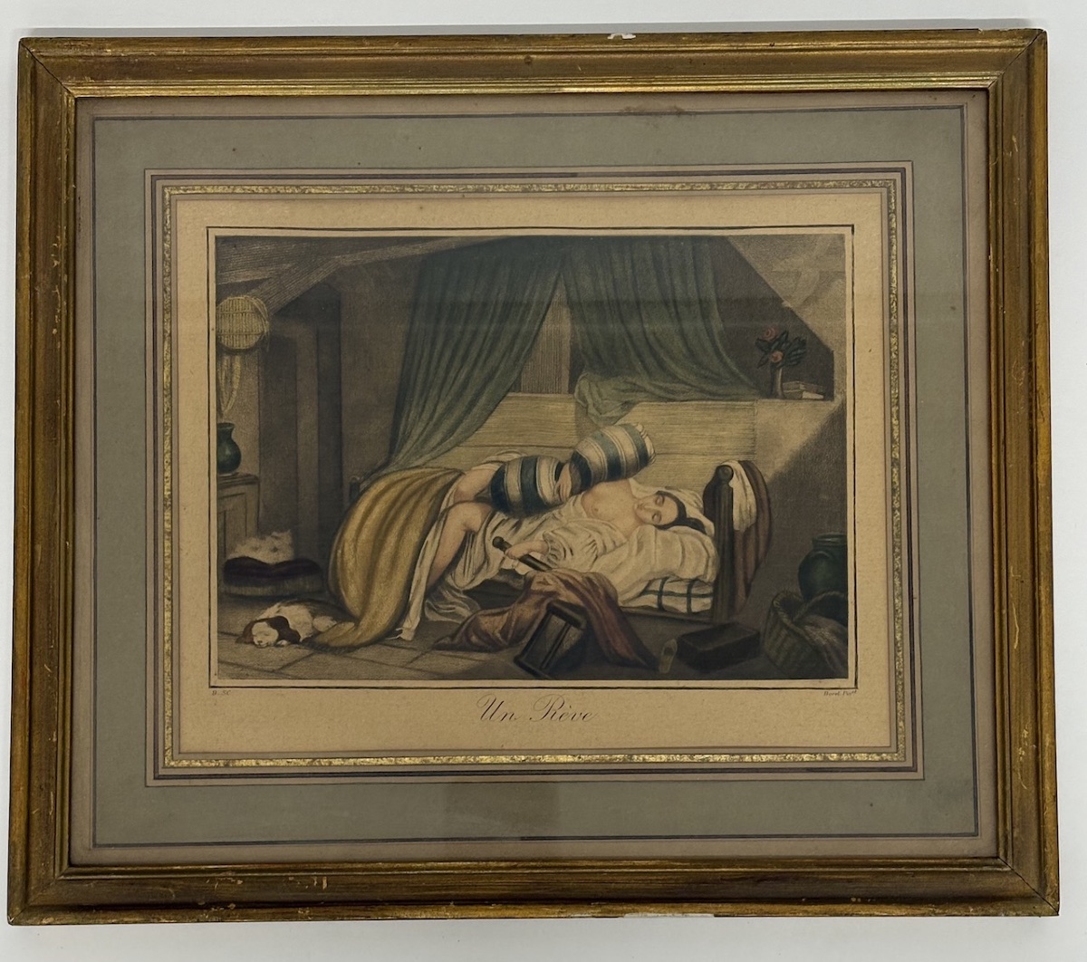 Deux Gravures polichrome  Erotique sc&egrave;ne de genre  Nu Borel Ancelin   Refm1179-photo-4
