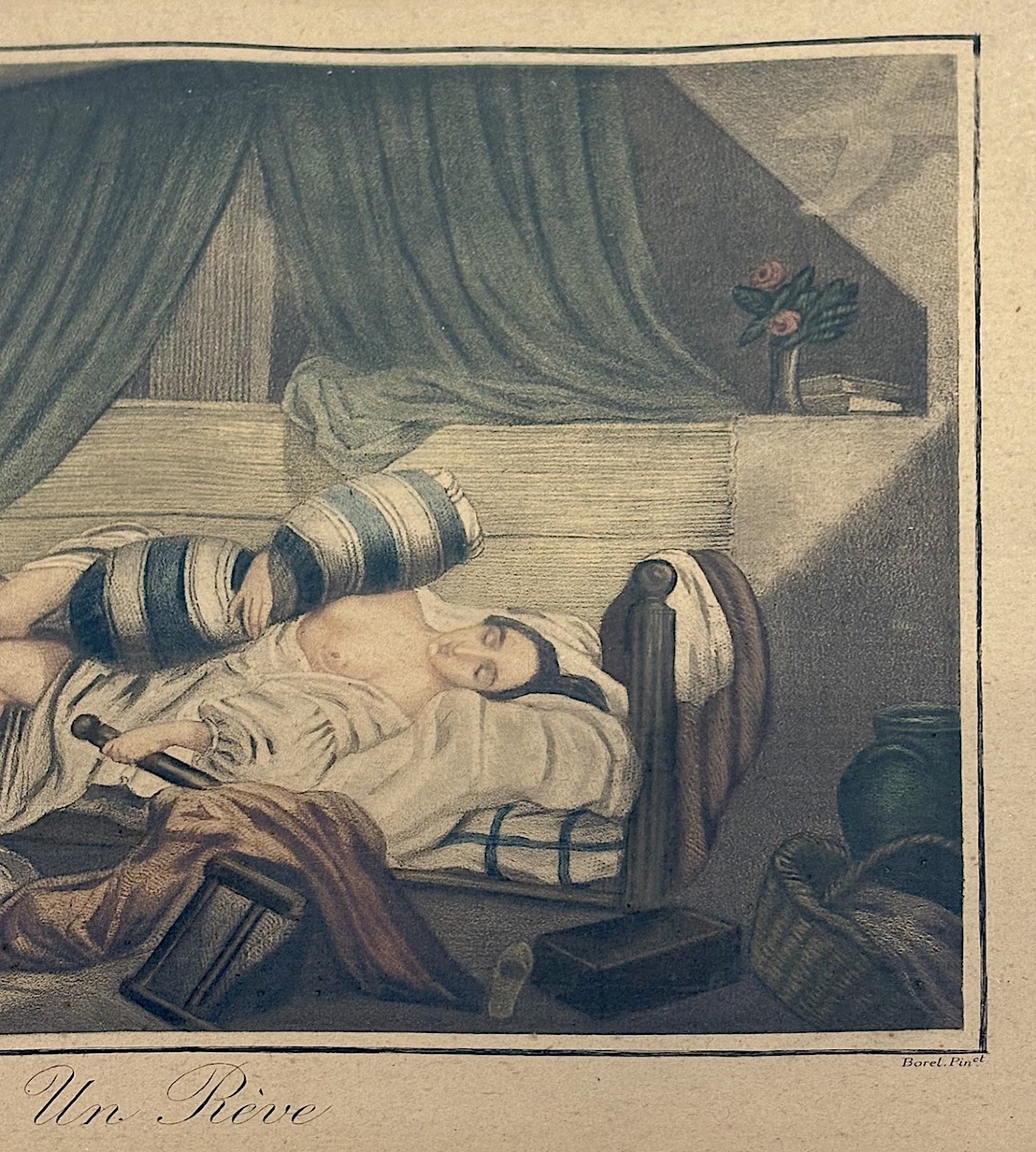 Deux Gravures polichrome  Erotique sc&egrave;ne de genre  Nu Borel Ancelin   Refm1179-photo-3