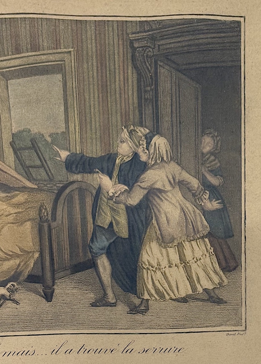 Deux Gravures polichrome  Erotique sc&egrave;ne de genre  Nu Borel Ancelin   Refm1179-photo-5