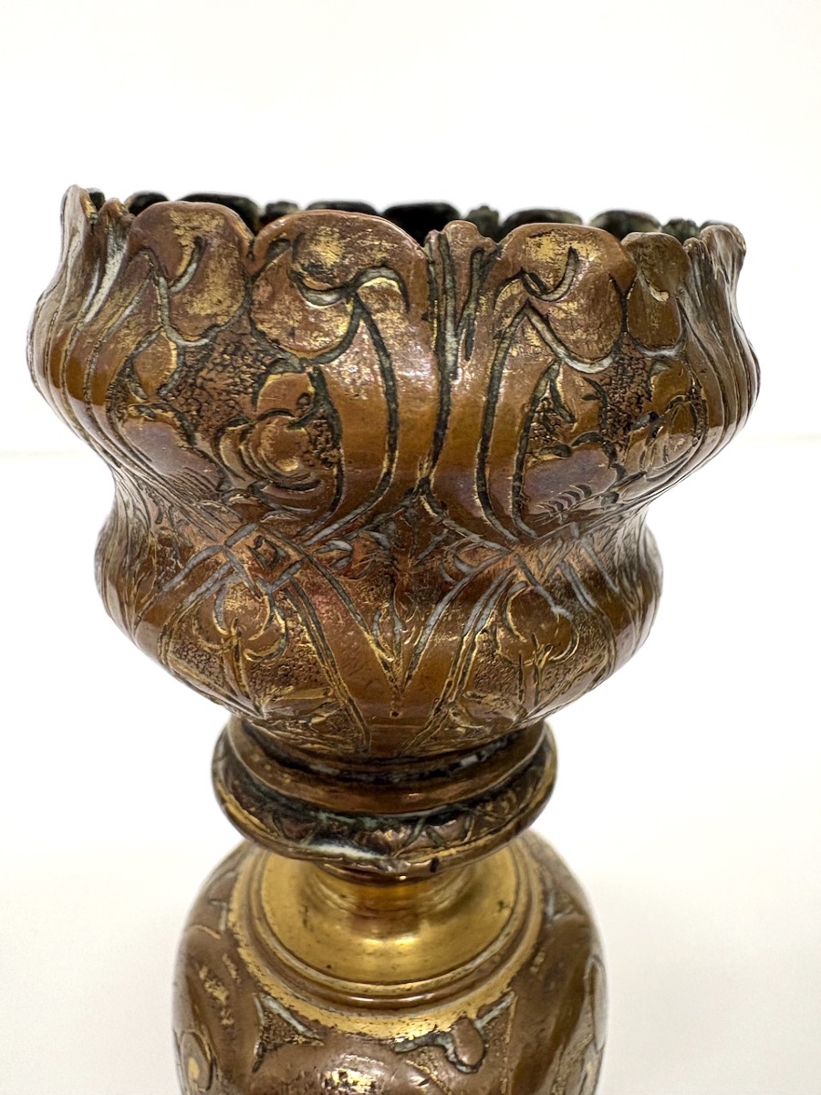 Antique Gilded Bronze Torch-shaped Candlestick, Louis XIV-style Candleholder Ref1193-photo-4