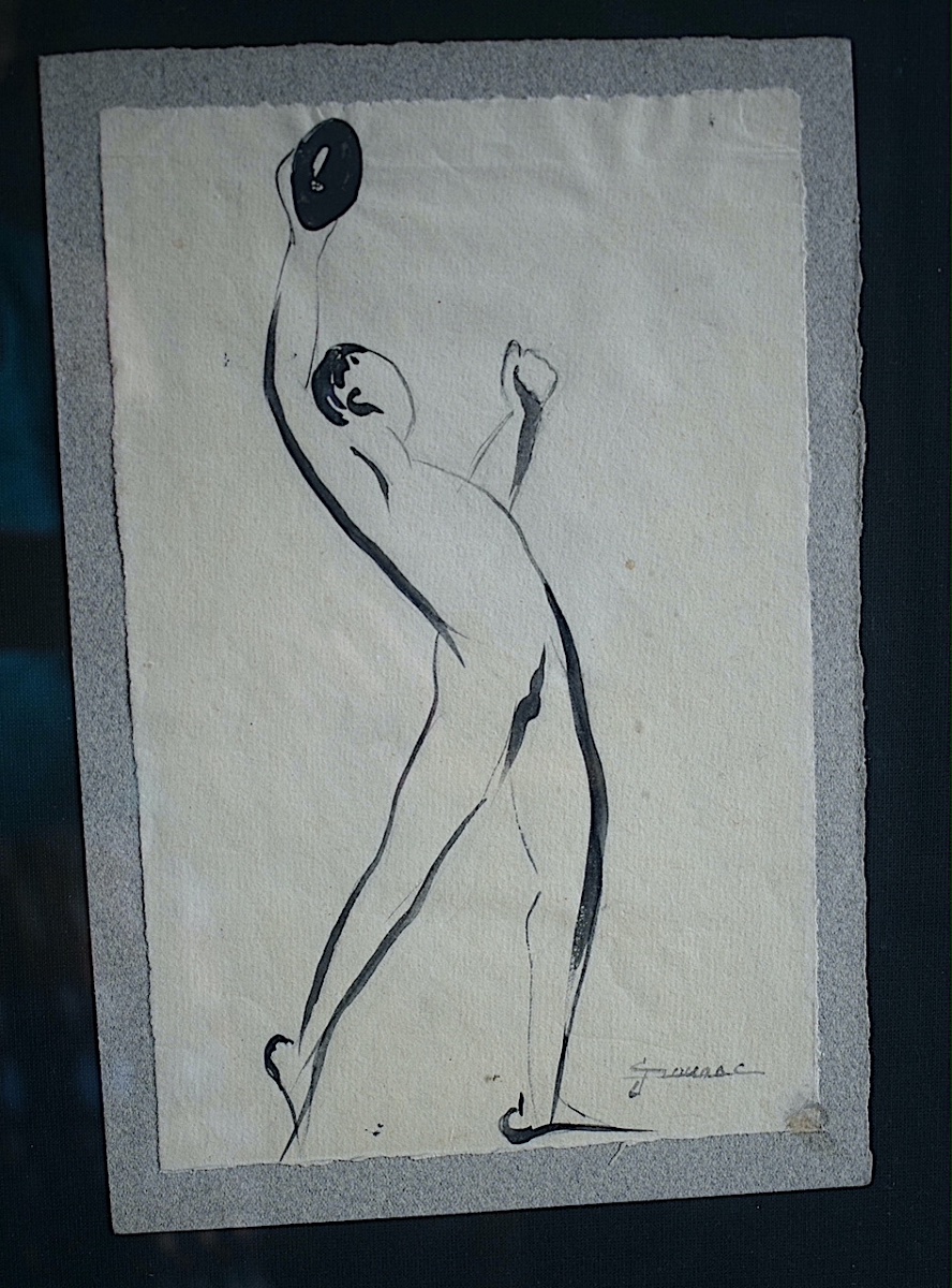 Signed Drawing Of A Discus Thrower In Track And Field; Date: 20th Century  Rt1475-photo-2