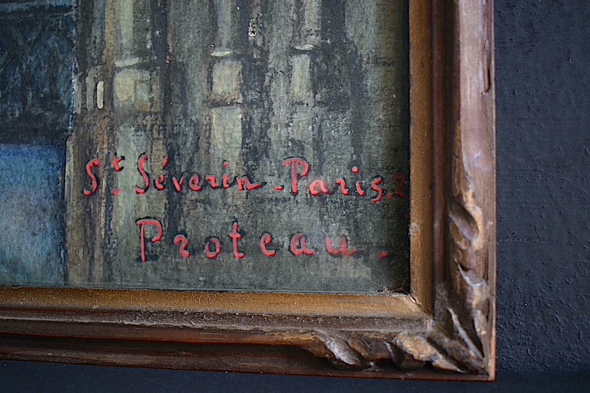 Watercolor Signed Proteau, Dated 1925; Interior Of Saint-séverin Church, Paris; Rt1476-photo-2