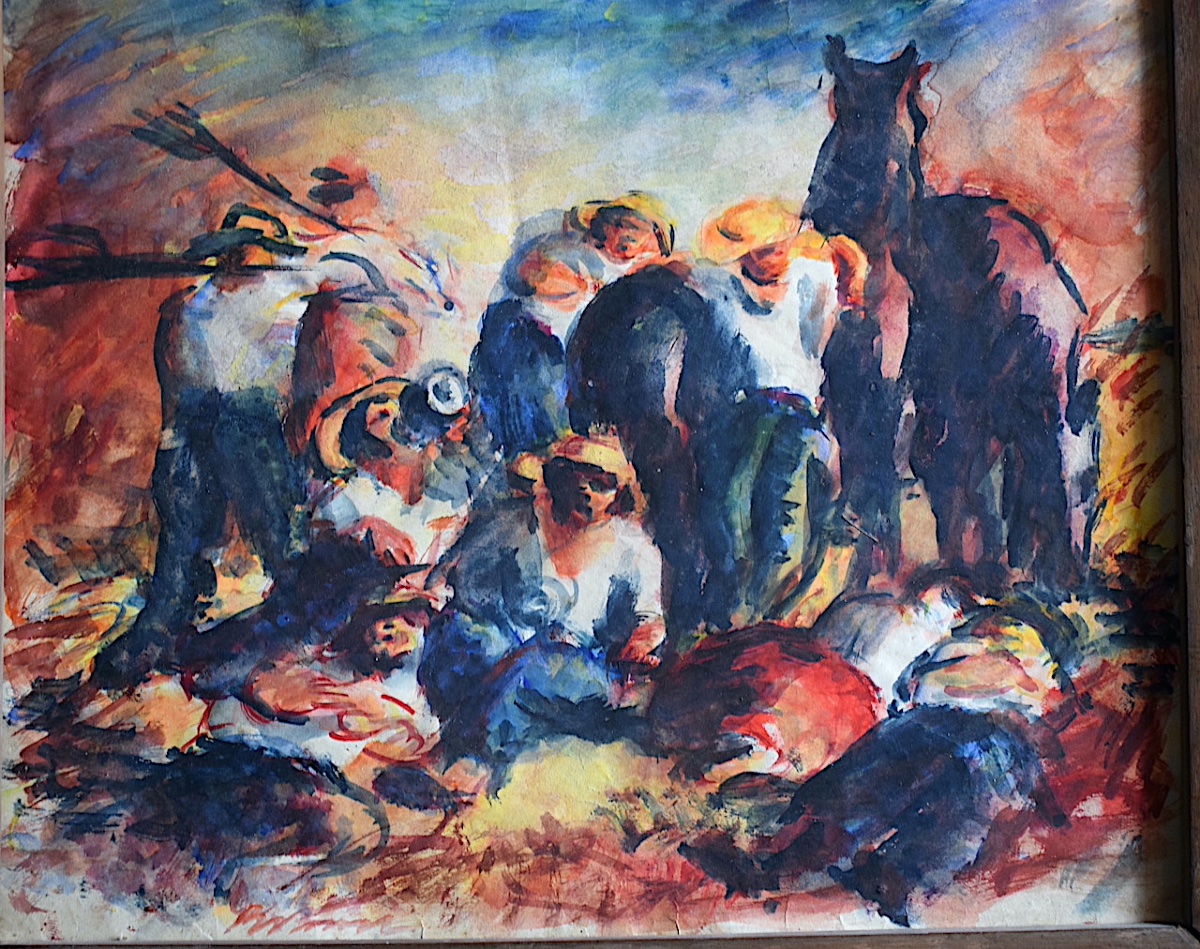 Expressionist Watercolor Depicting A Rural Harvest Scene From The Early 20th Century, Signed And To Be Identified, Rt1477-photo-2