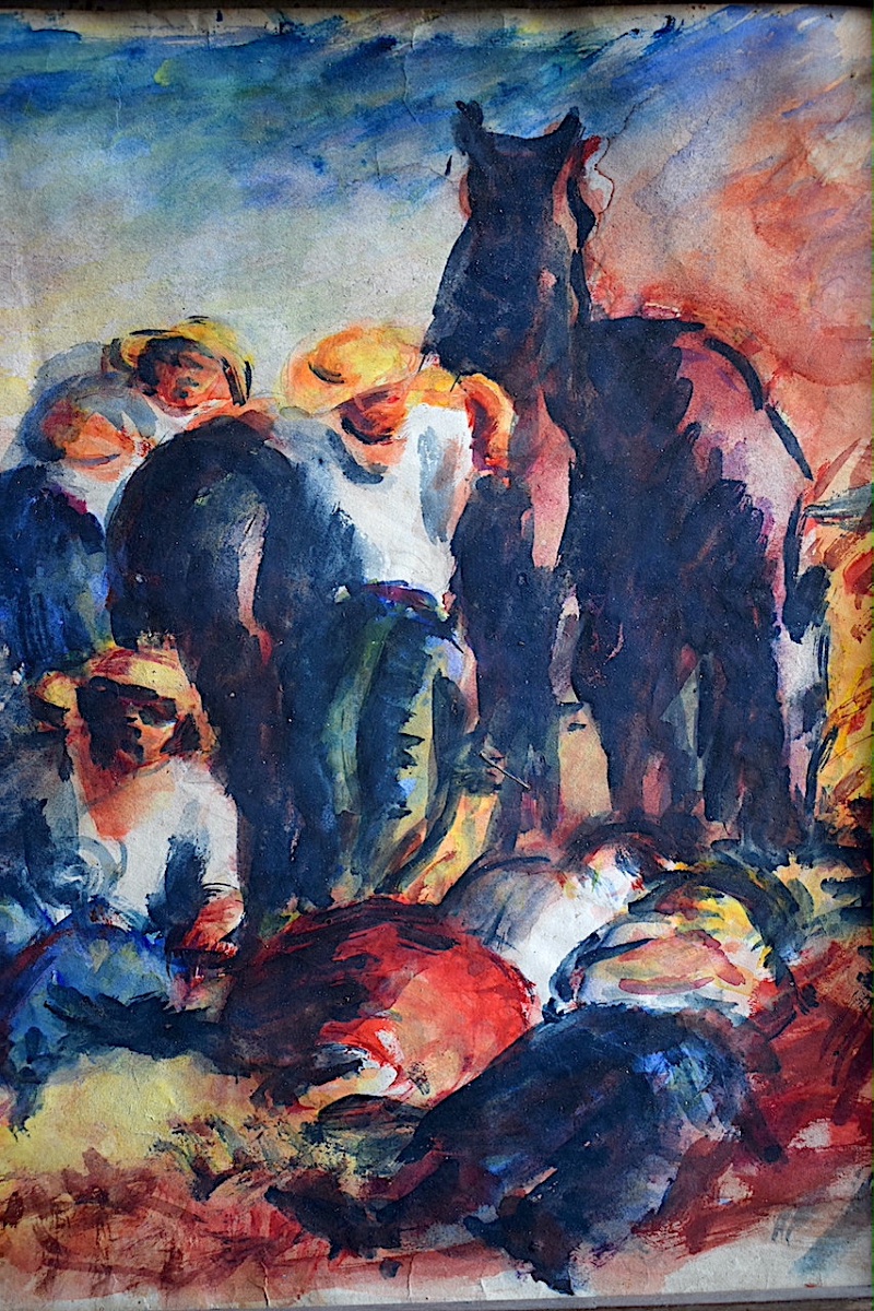 Expressionist Watercolor Depicting A Rural Harvest Scene From The Early 20th Century, Signed And To Be Identified, Rt1477-photo-3
