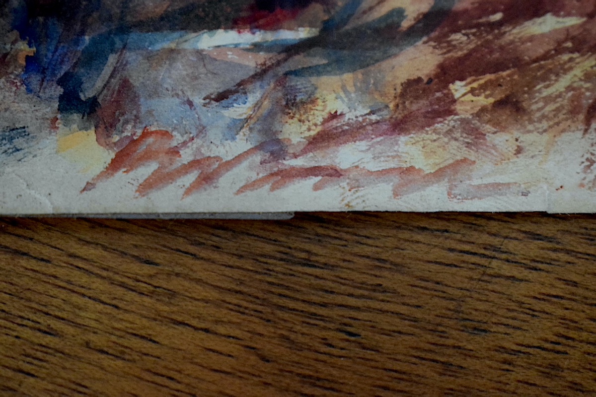 Expressionist Watercolor Depicting A Rural Harvest Scene From The Early 20th Century, Signed And To Be Identified, Rt1477-photo-2