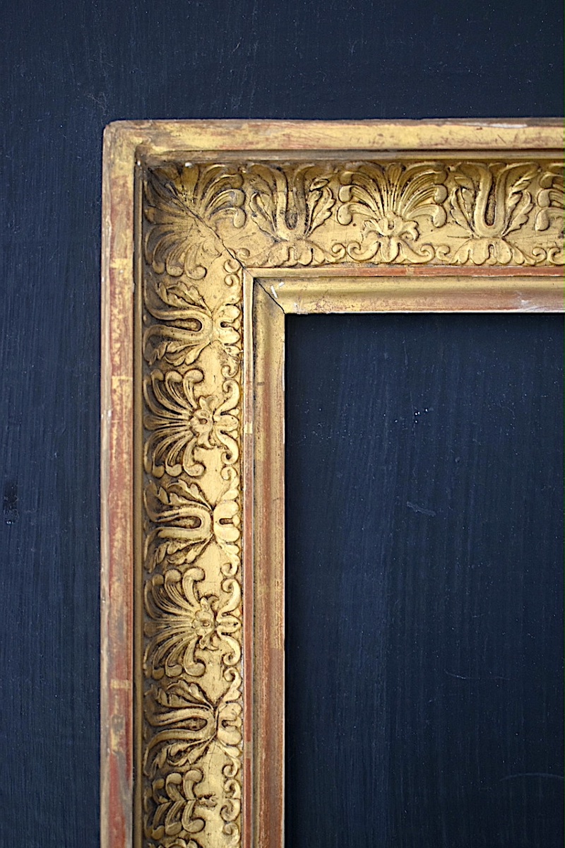 Gilded Empire-style Frame With Palmette Motifs, 19th Century; Frame Dimensions: 32.5 X 26.5 Cm; Frame Ref. C1281-photo-3