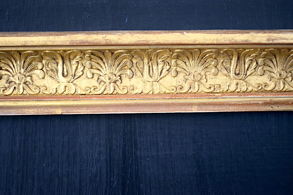 Gilded Empire-style Frame With Palmette Motifs, 19th Century; Frame Dimensions: 32.5 X 26.5 Cm; Frame Ref. C1281-photo-4