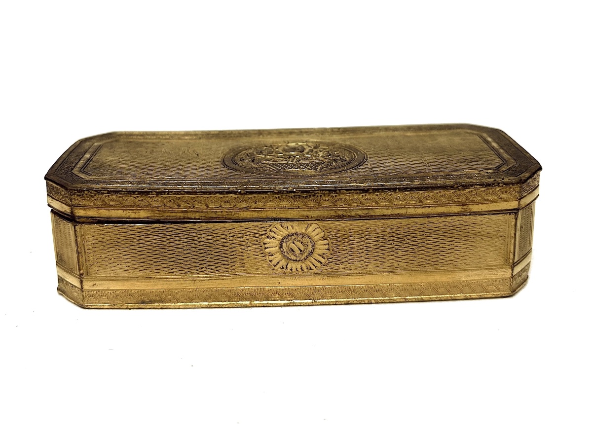Boite à priser ou Tabatière en Pomponne  métal doré d'époque Louis XVI Ref1198-photo-2