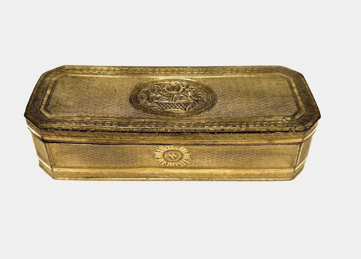 Boite à priser ou Tabatière en Pomponne  métal doré d'époque Louis XVI Ref1198-photo-2
