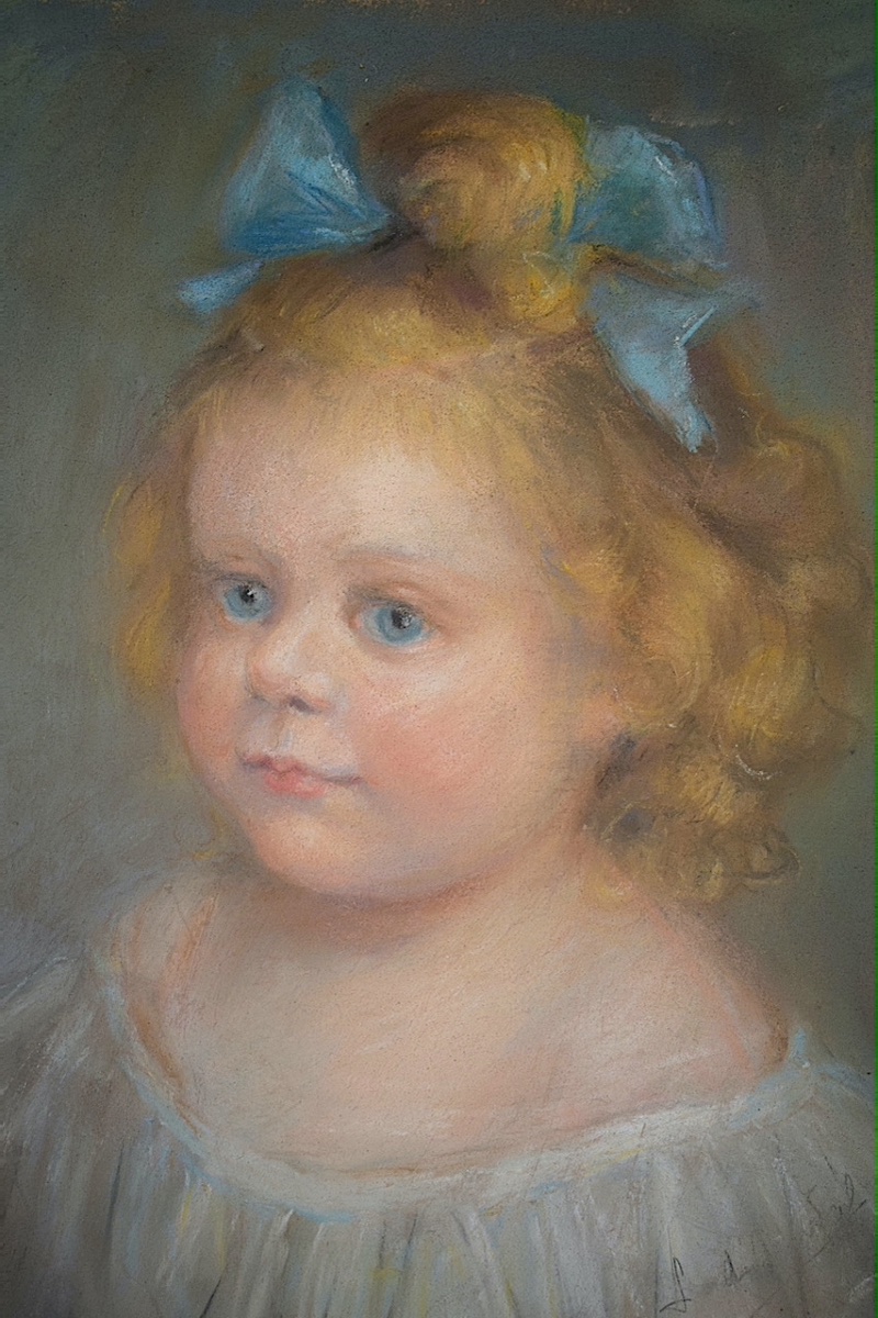 Pastel Portrait Of A Little Girl, 20th Century Rt1478-photo-4