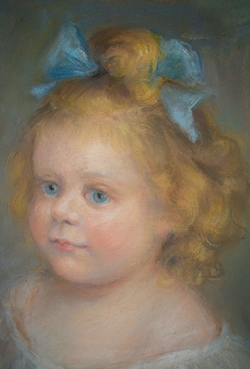 Pastel Portrait Of A Little Girl, 20th Century Rt1478-photo-1