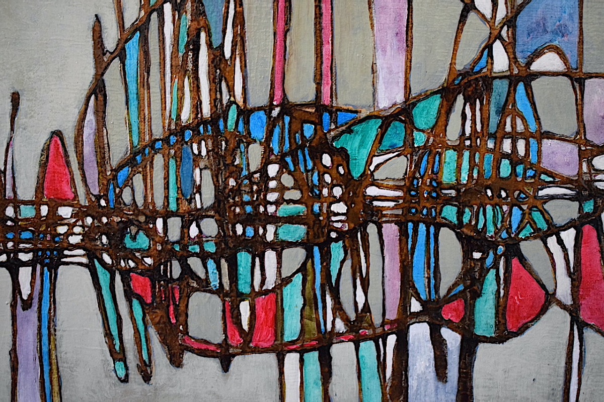 Abstract 1970s Fish Painting, Signed, To Be Identified, Rt1481-photo-1
