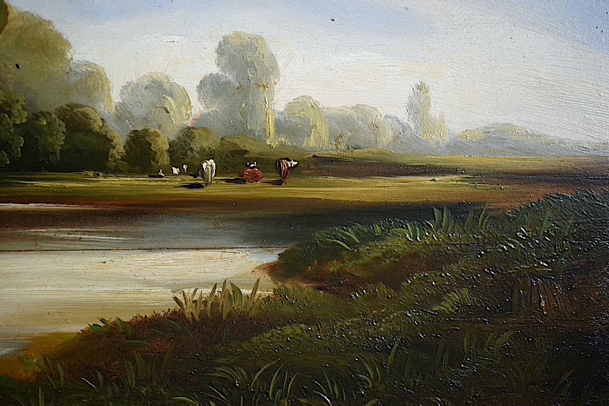 River Landscape: A Barge On The River, 19th Century Rt1484-photo-3