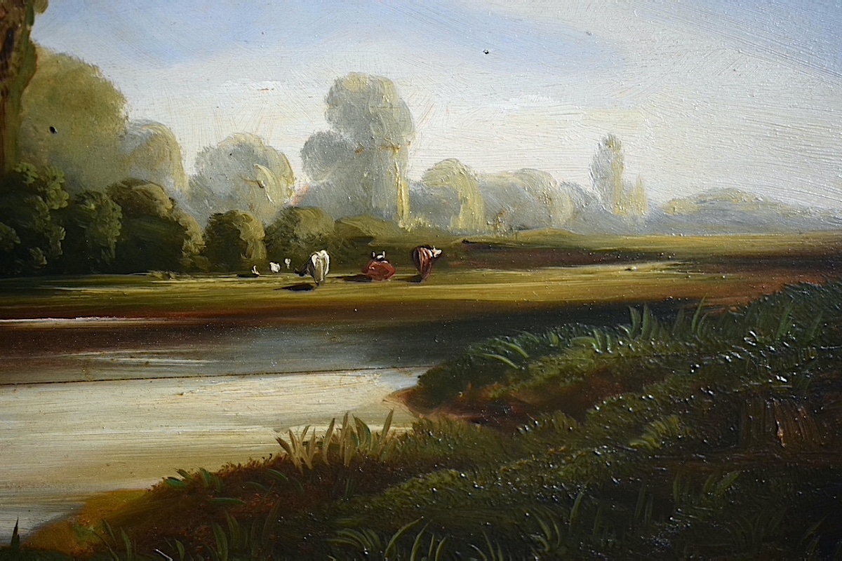 River Landscape: A Barge On The River, 19th Century Rt1484-photo-1