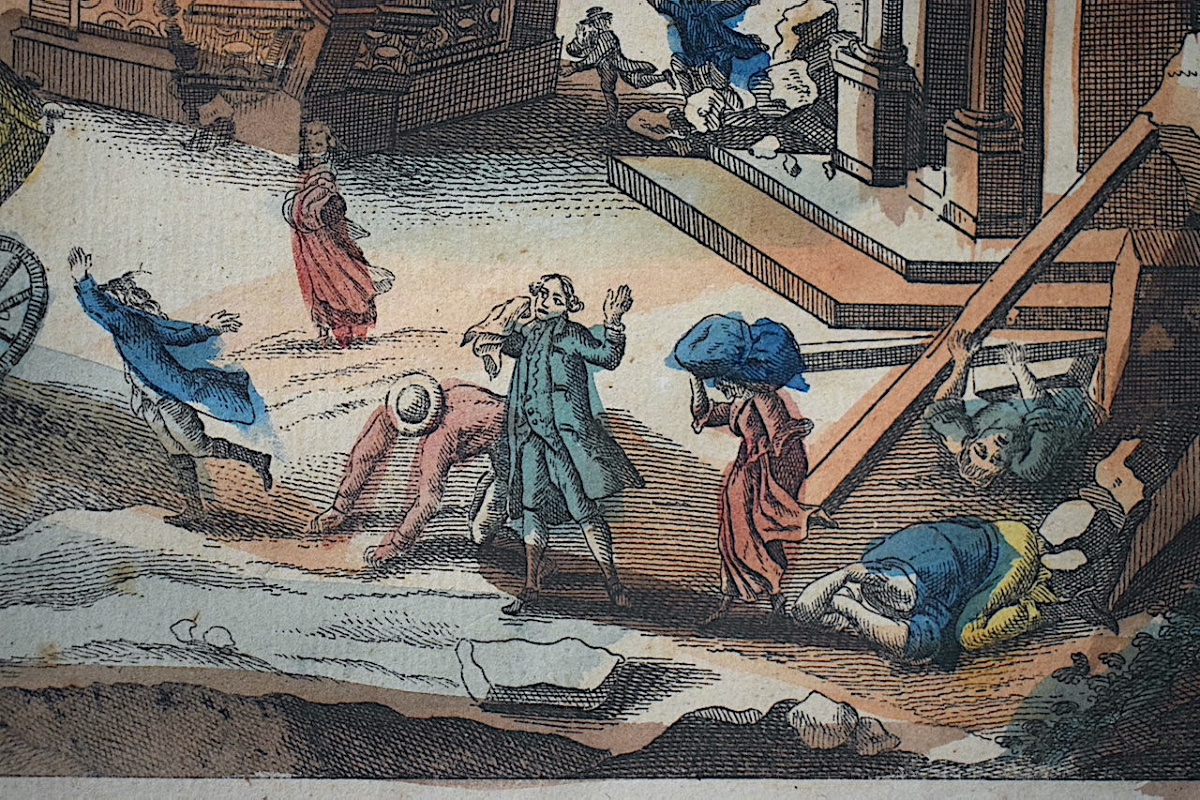 Gravure vue d'optique XVIII ème siècle tremblement de terre Italie Calabre en 1783 RT1485-photo-4