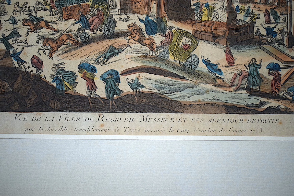 Gravure vue d'optique XVIII ème siècle tremblement de terre Italie Calabre en 1783 RT1485-photo-5