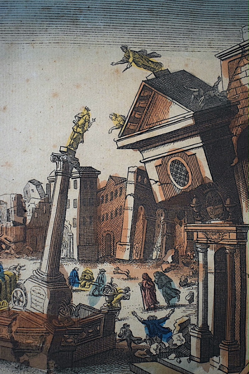 Gravure vue d'optique XVIII ème siècle tremblement de terre Italie Calabre en 1783 RT1485-photo-6