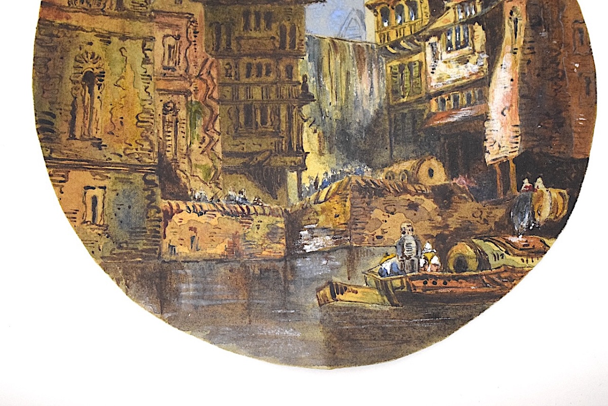Two Watercolors: Saint Nicholas, New Castle, Lively Street Scene, England, Refm1182-photo-4
