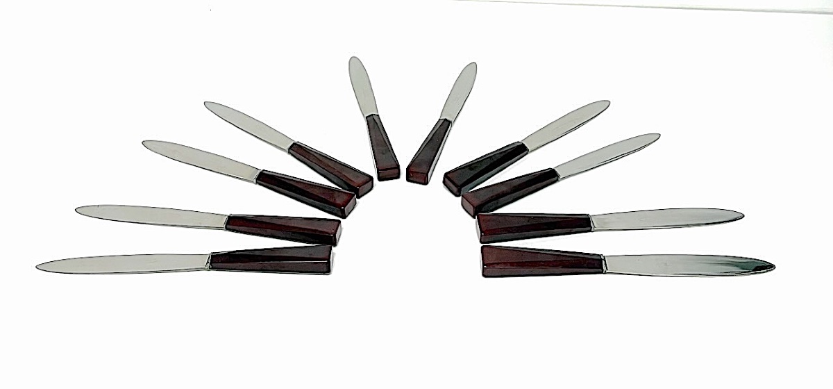 10 Couteaux de table en Bakélite Art Deco vers 1930 1950 Ref1202-photo-4