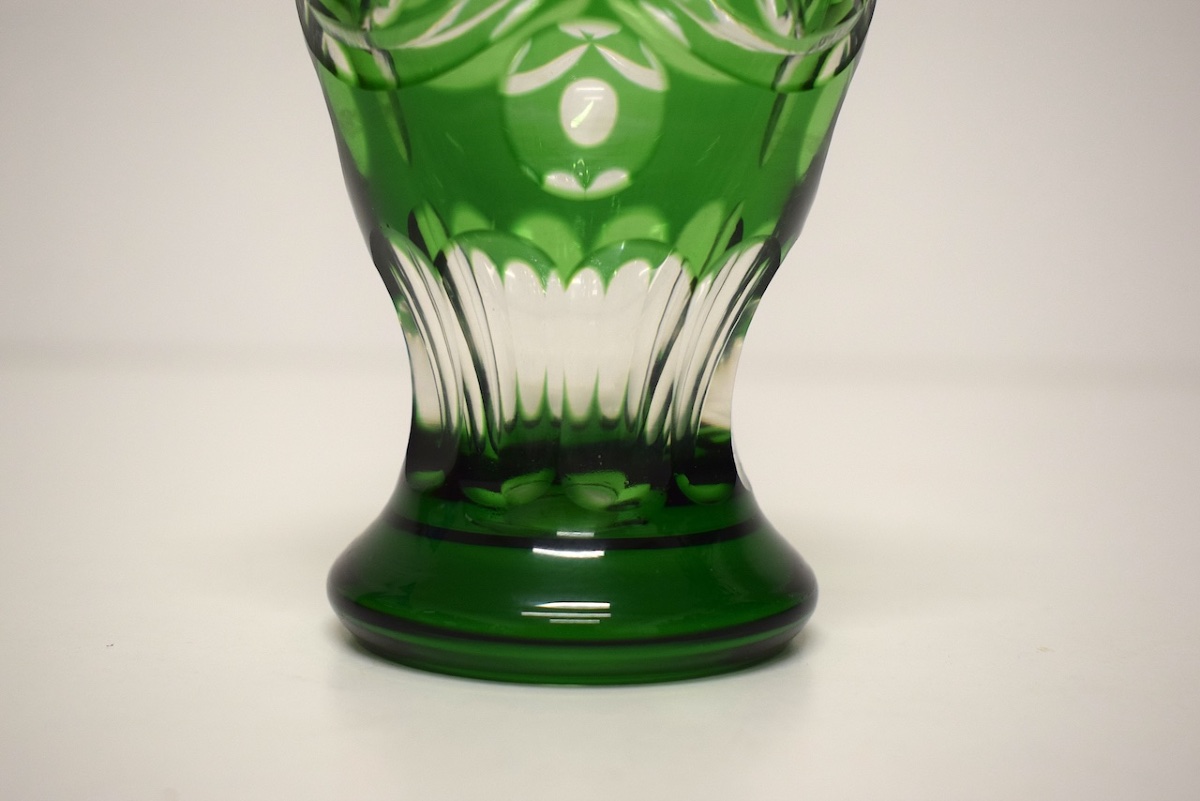 Small Bohemian Crystal Or Val Saint Lambert Art Deco Vase, Emerald Green, Ref. 1203-photo-4