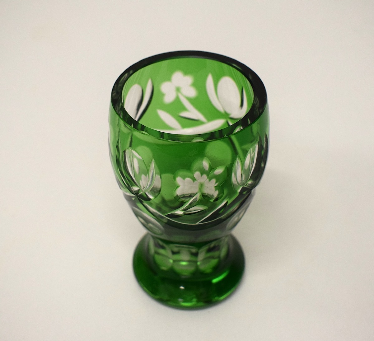 Small Bohemian Crystal Or Val Saint Lambert Art Deco Vase, Emerald Green, Ref. 1203-photo-1