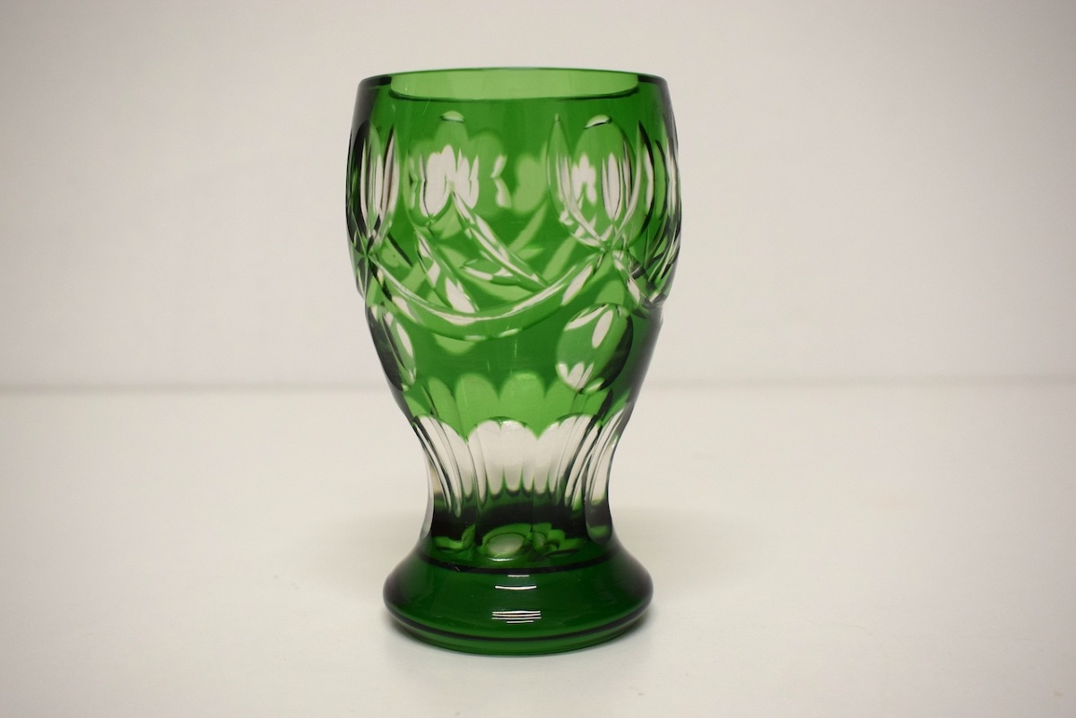 Small Bohemian Crystal Or Val Saint Lambert Art Deco Vase, Emerald Green, Ref. 1203-photo-3