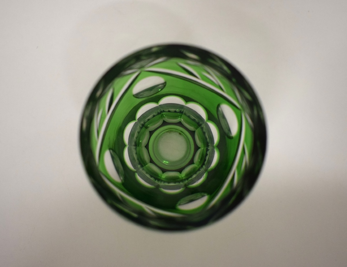 Small Bohemian Crystal Or Val Saint Lambert Art Deco Vase, Emerald Green, Ref. 1203-photo-5