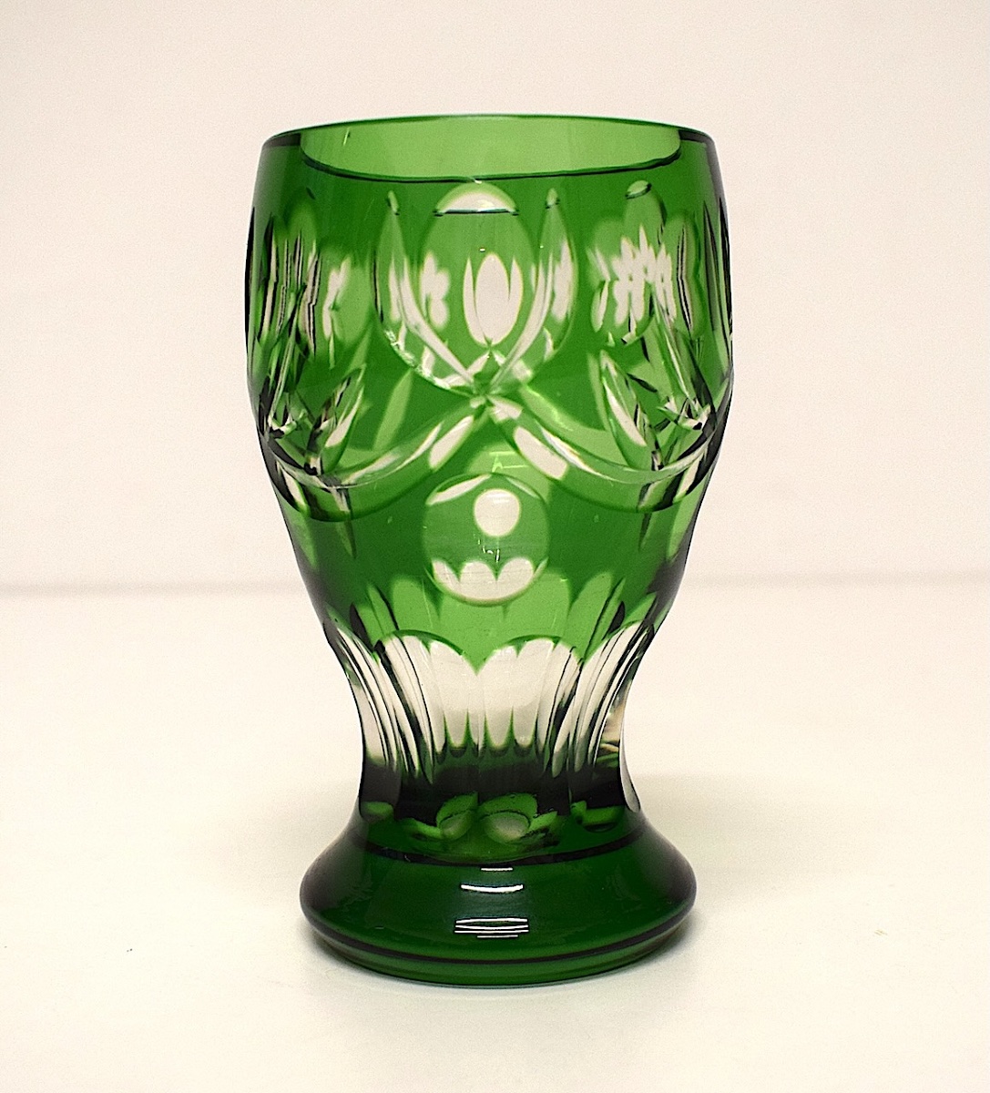 Small Bohemian Crystal Or Val Saint Lambert Art Deco Vase, Emerald Green, Ref. 1203-photo-6