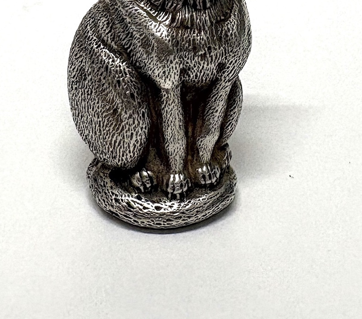 Seated Cat Sculpture, Animal Motif, Solid Silver, Umbrella Handle, 19th Century, Ref. 1204-photo-3