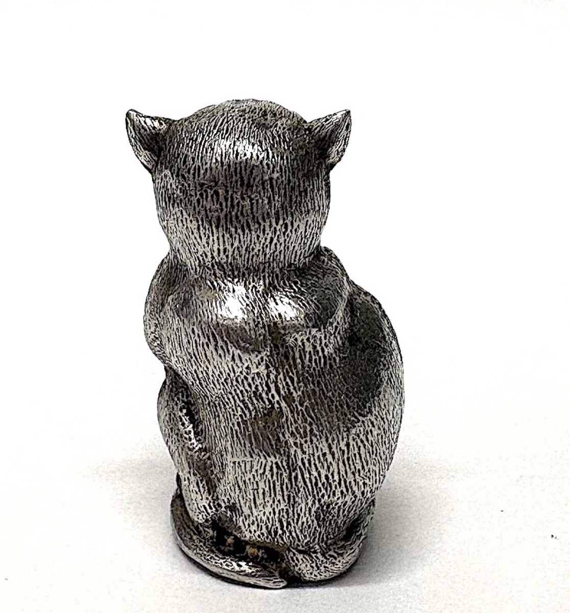 Seated Cat Sculpture, Animal Motif, Solid Silver, Umbrella Handle, 19th Century, Ref. 1204-photo-4