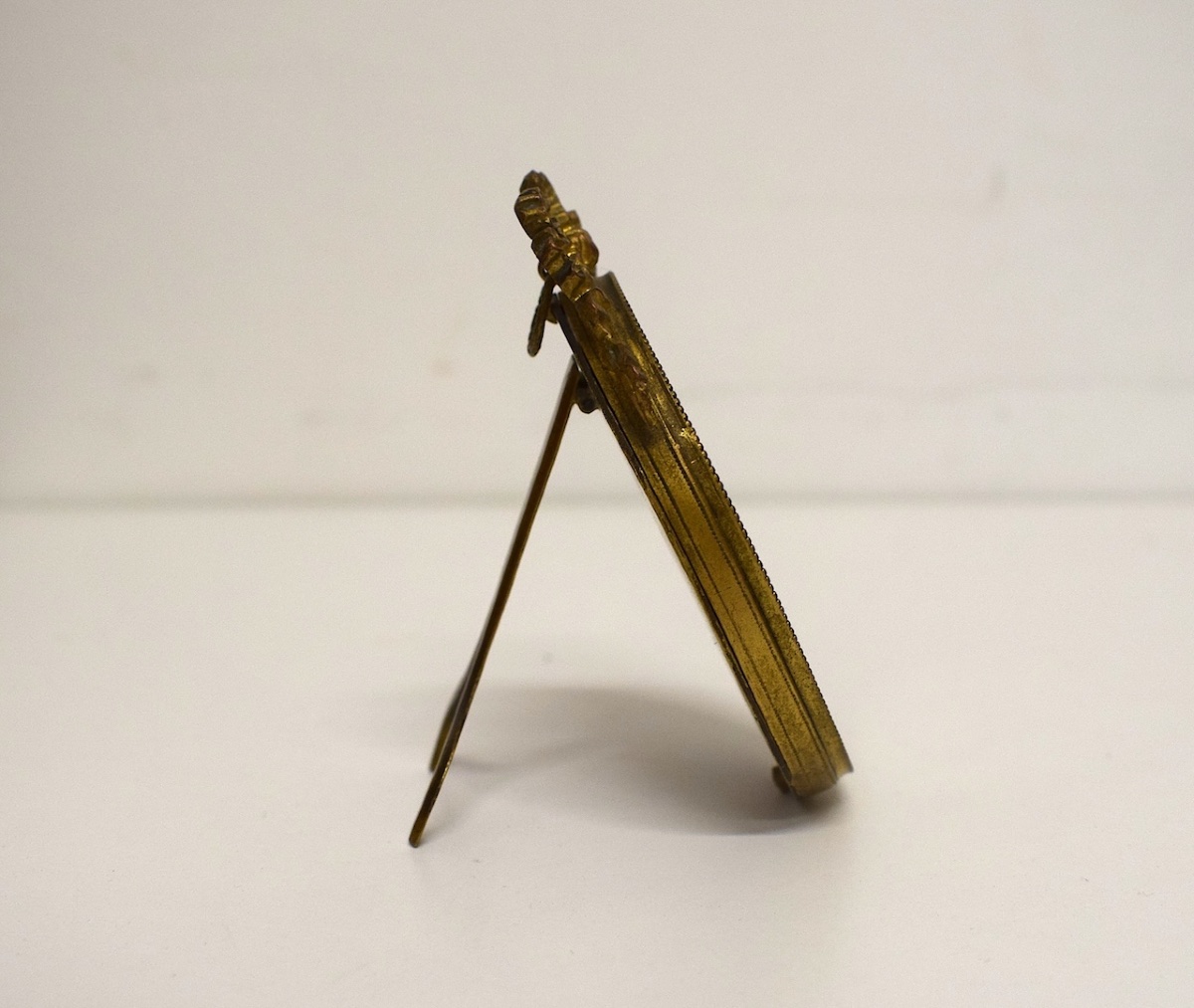 Painted Miniature Photo: Baby With Tambourine, Herald—cute Photo Frame In Gilded Bronze, Ref. 1205-photo-1