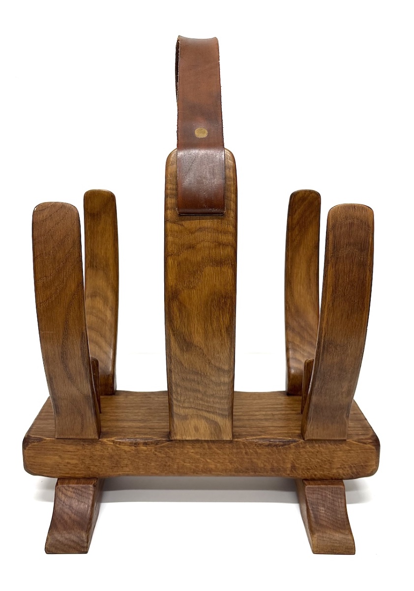 Guillerme And Chambron Magazine Rack, Wood And Leather, Brutalist, 1950, Refcm1207-photo-2