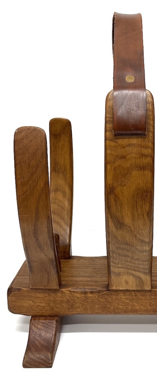 Guillerme And Chambron Magazine Rack, Wood And Leather, Brutalist, 1950, Refcm1207-photo-3