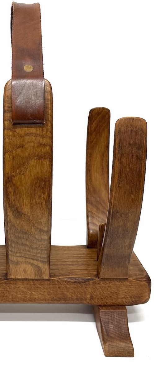 Guillerme And Chambron Magazine Rack, Wood And Leather, Brutalist, 1950, Refcm1207-photo-4