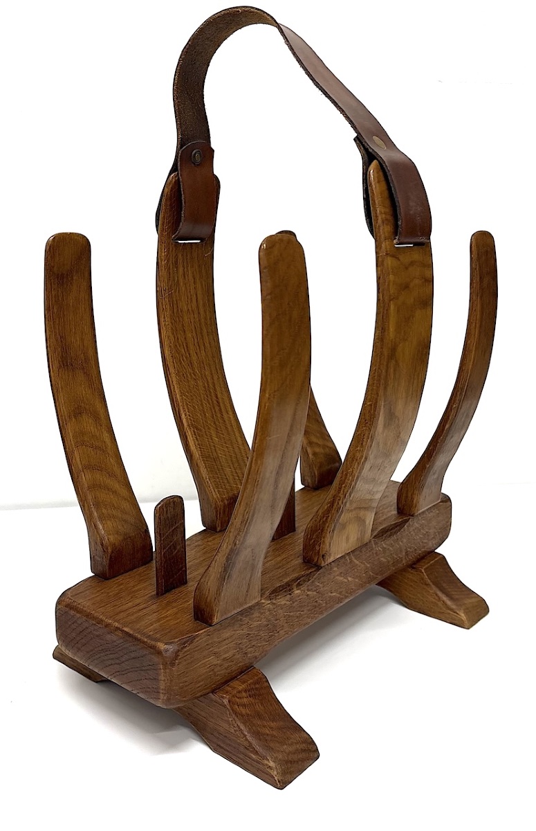Guillerme And Chambron Magazine Rack, Wood And Leather, Brutalist, 1950, Refcm1207-photo-8