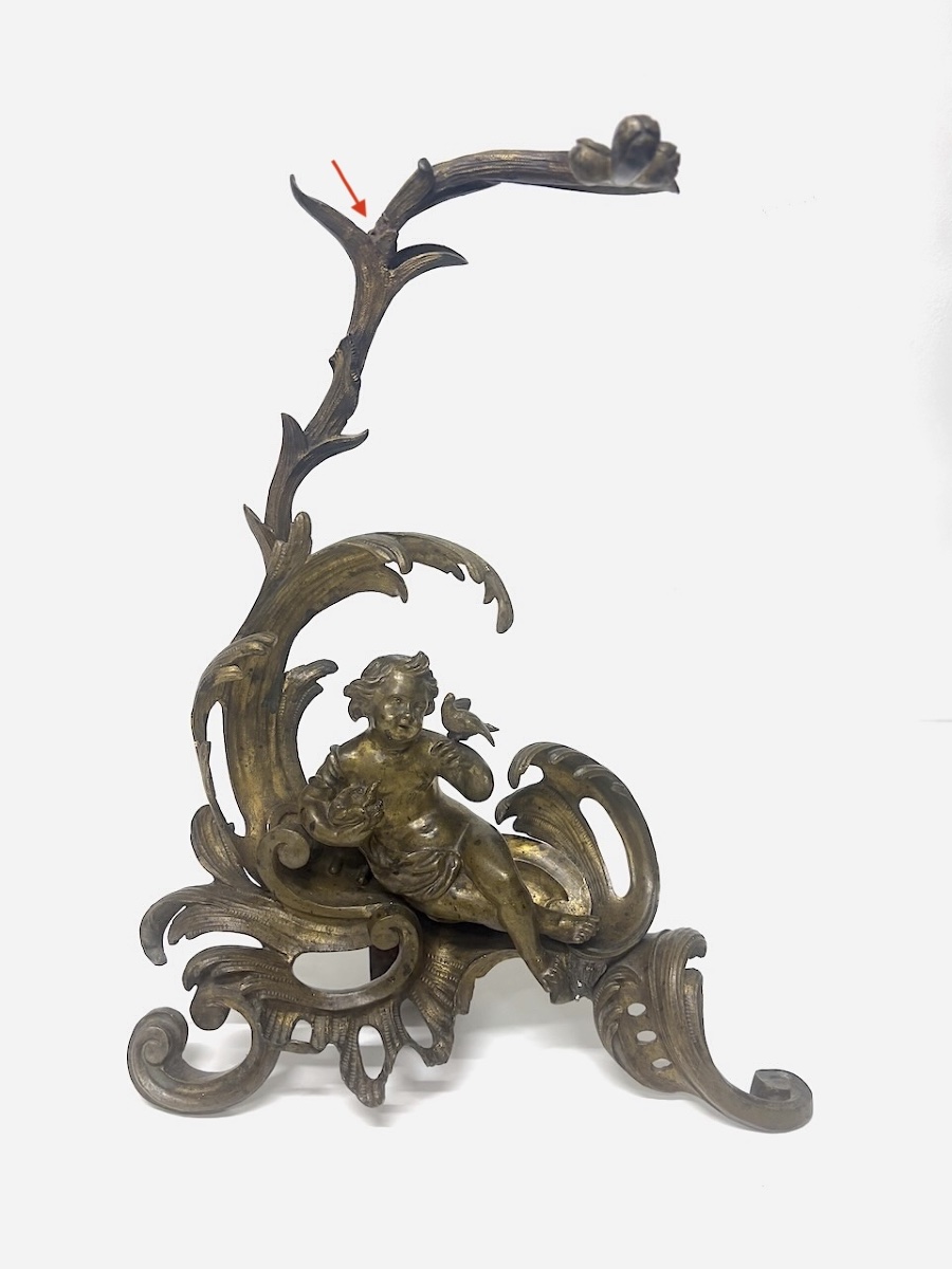 Pair Of Rococo-style Bronze Fire Tongs With Putti And Naturalistic Decorations Ref1209-photo-2