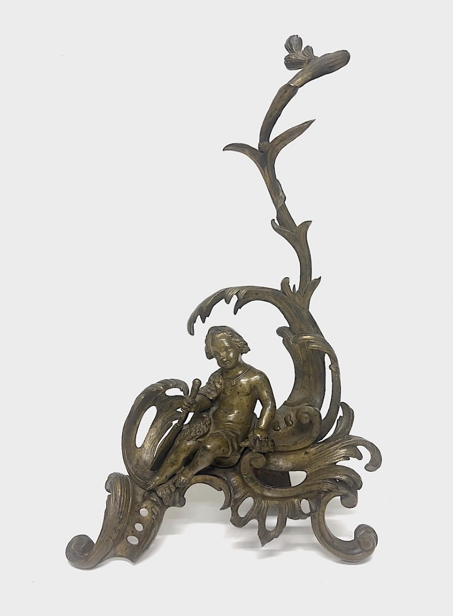 Pair Of Rococo-style Bronze Fire Tongs With Putti And Naturalistic Decorations Ref1209-photo-3