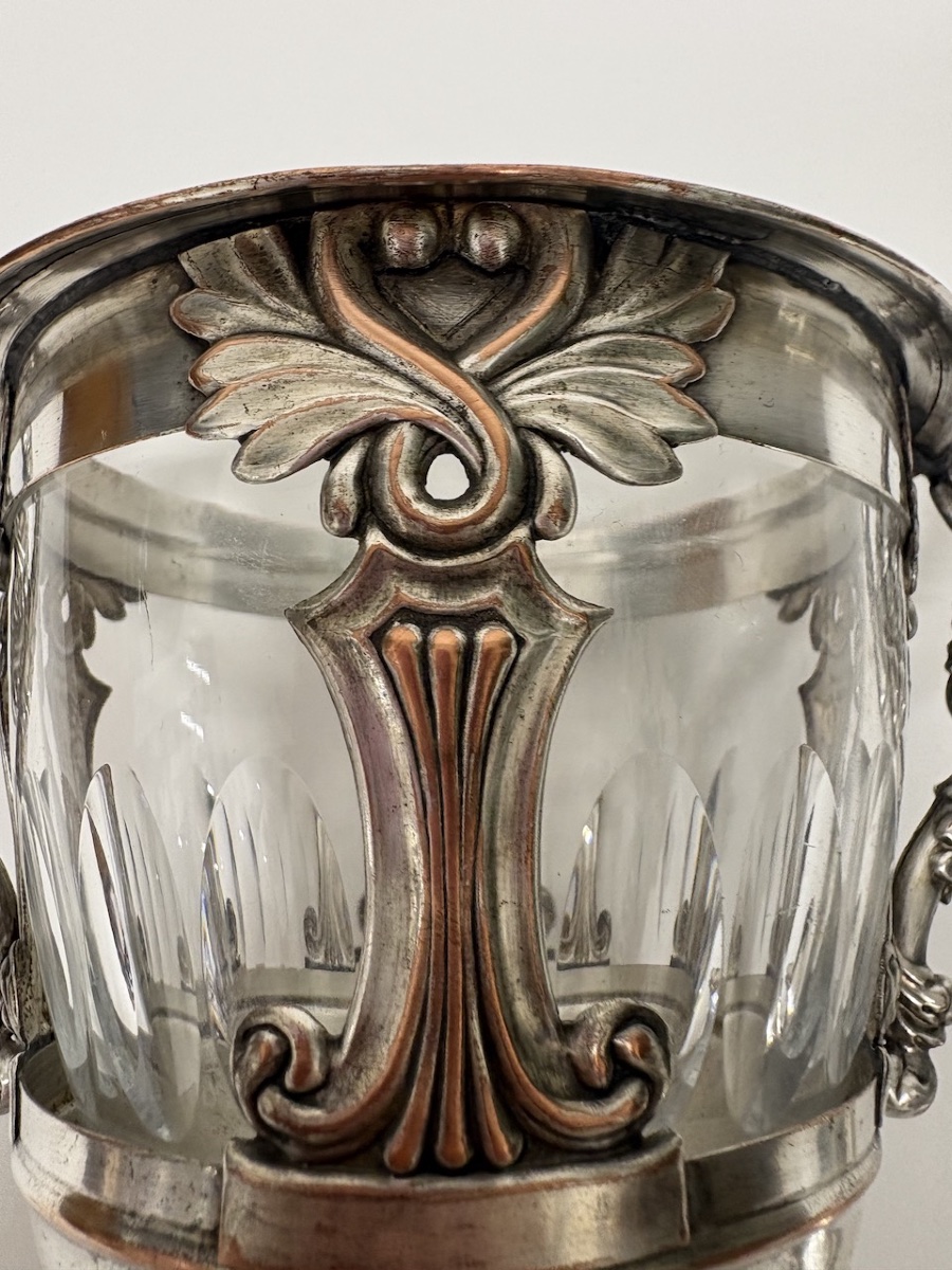 Confiturier ou sucrier époque Restauration Métal Argenté et cristal  Arts de la Table Ref1211-photo-8