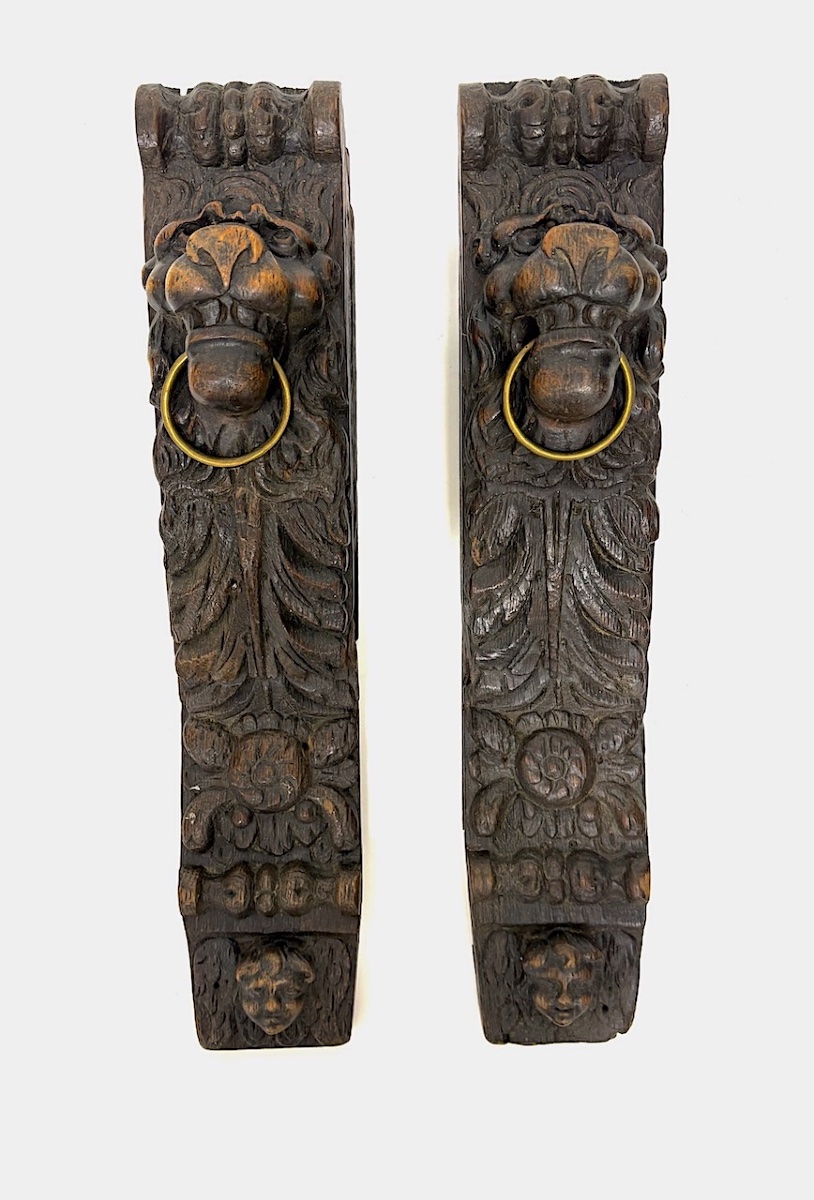 Decorative Elements, Architecture, Carved Wood, Lion's Head, Putti, Oak Wood, Ref. 1212-photo-3