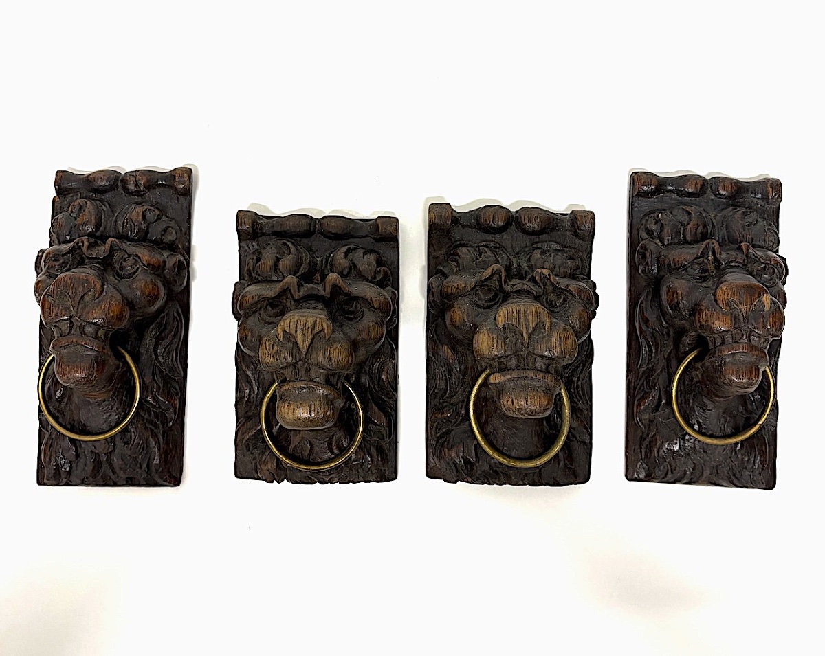 Decorative Elements, Architecture, Carved Wood, Lion's Head, Putti, Oak Wood, Ref. 1212-photo-4