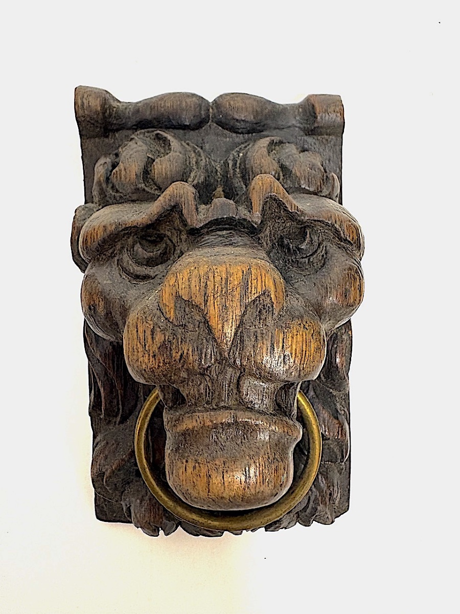 Decorative Elements, Architecture, Carved Wood, Lion's Head, Putti, Oak Wood, Ref. 1212-photo-1