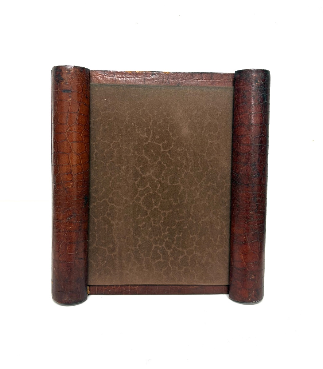 Three Art Deco Photo Frames In Brutalist Or Cubist Leather  Ref1219-photo-3